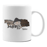 Da Oid Sinzer Pferdegespann Keramik Kaffeetasse 330ml Weiss Rampoldplatte Front